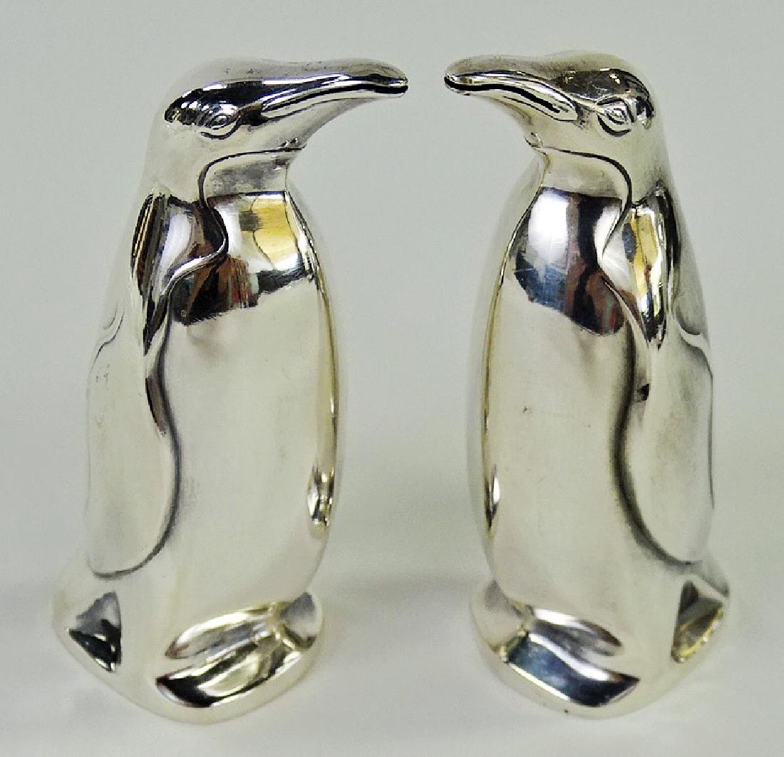 PAIR OF DAVID ANDERSEN STERLING PENGUIN SHAKERS: Each measures about 2 1/2" tall, Total weight of 52.9 grams please note bottoms are not with shakers , shipping to be $20 plus ins
