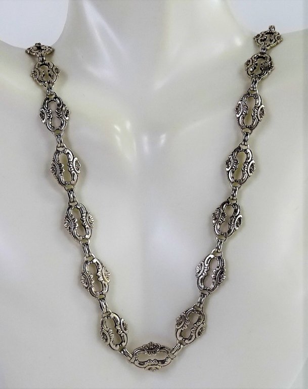 ANTIQUE ITALIAN 800 SILVER LINK NECKLACE (1 of 3)