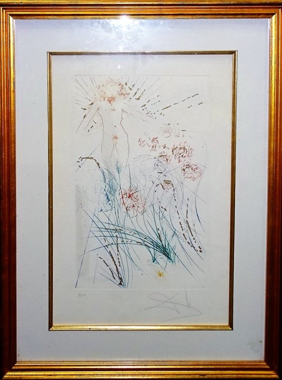 DALI COLOR ETCHING ON PAPER PENCIL SIGNED (1 of 3)