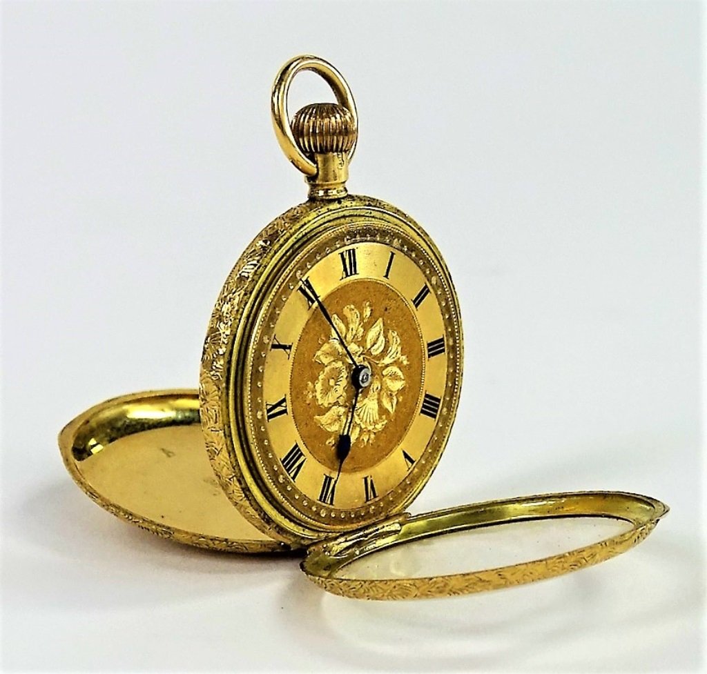 ANTIQUE ENGLISH 18KT CASE POCKET WATCH (1 of 7)