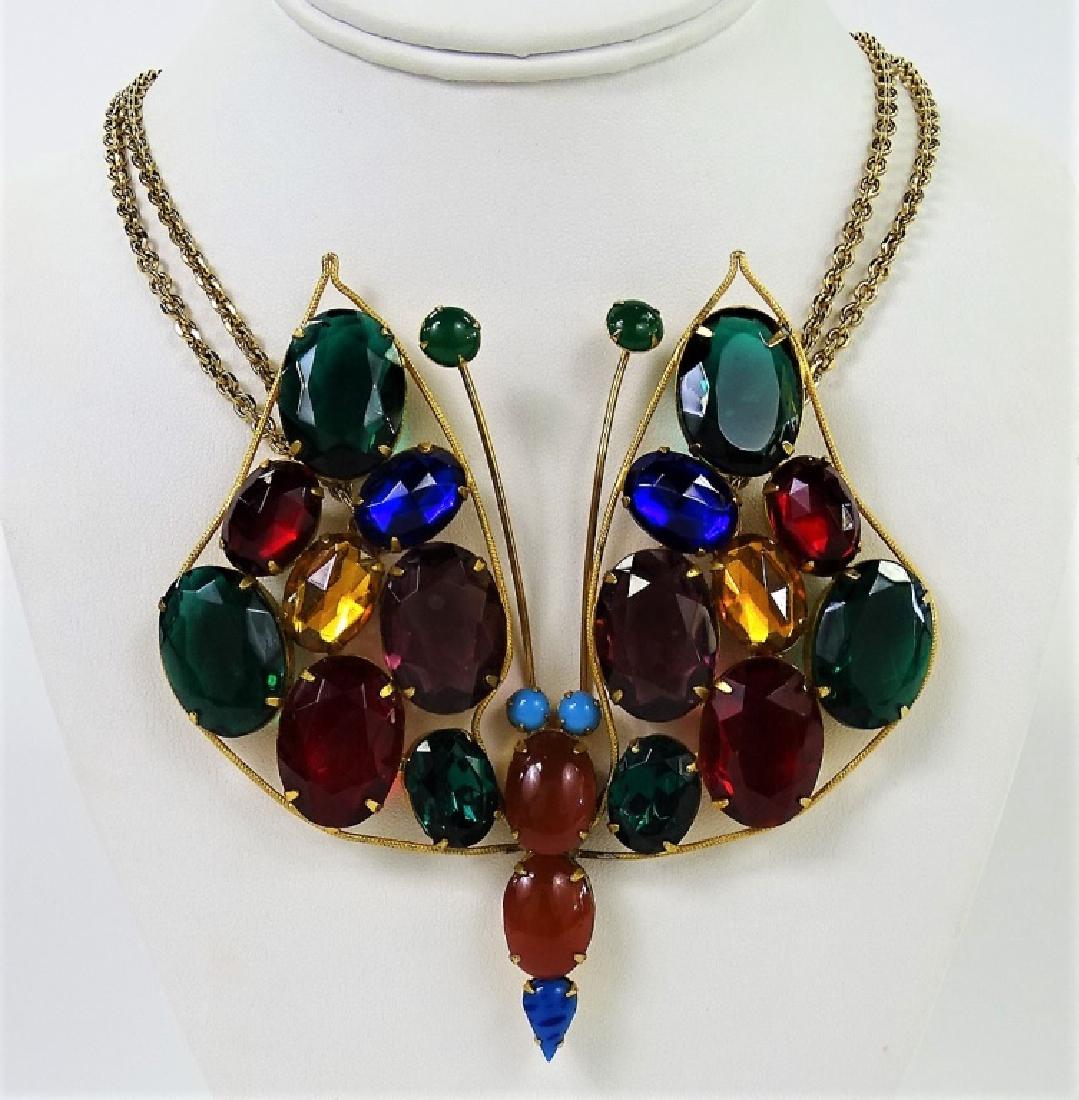 LARGE HATTIE CARNEGIE BUTTERFLY PENDANT NECKLACE (1 of 3)