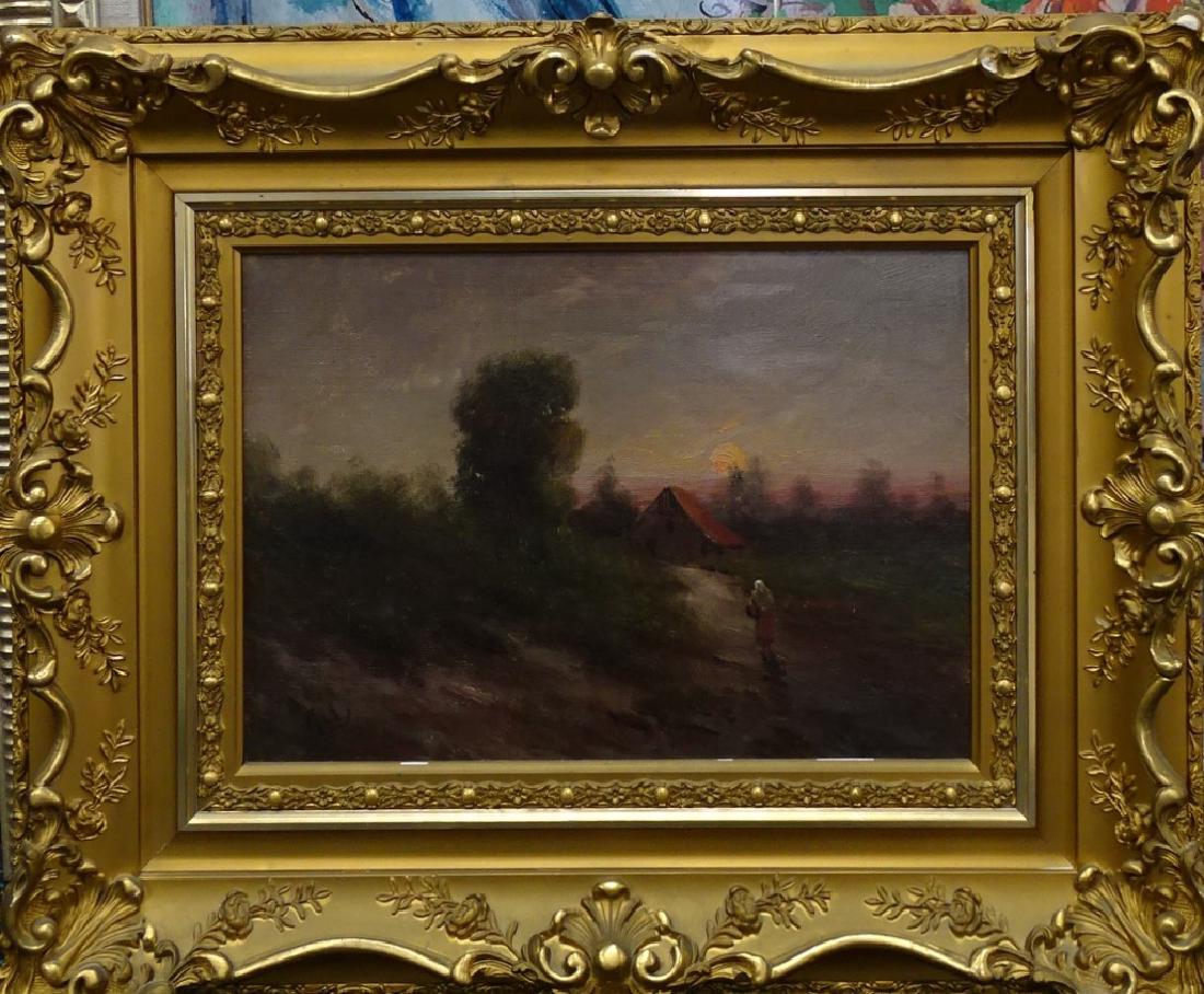 19TH C. OIL ON CANVAS OF LANDSCAPE FARM SCENE (1 of 5)