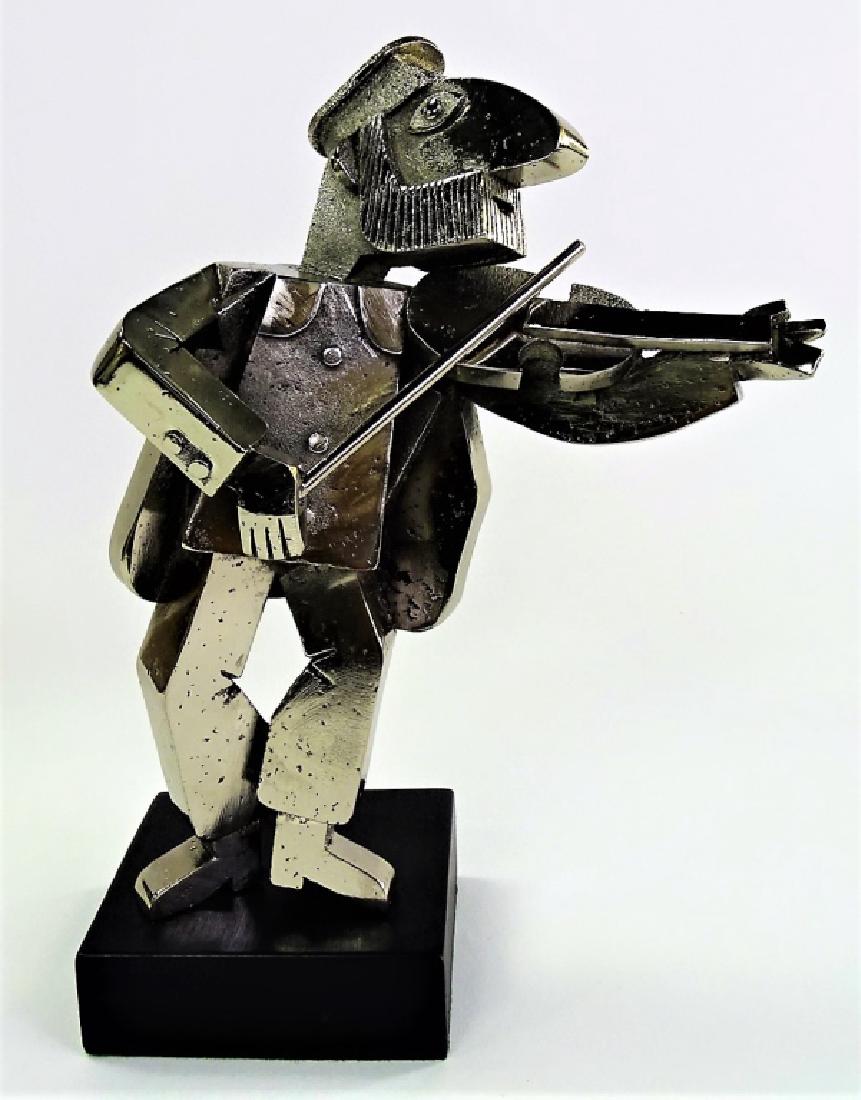 LARGE LIMITED SILVER FIDDLER MANNER OF MEISLER: Unsigned. Limited edition. Stands 11-1/2" Tall plus 1 1/2" base. We will not ship, can refer local shippers.