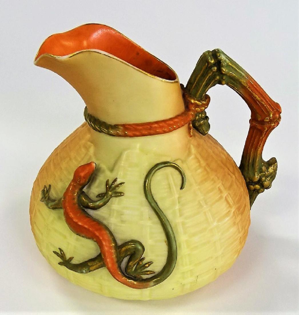 ANTIQUE ROYAL WORCESTER BASKETWEAVE PORCELAIN JUG (1 of 3)