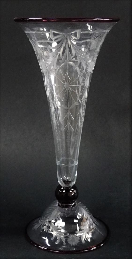 ANTIQUE PAIRPOINT CLEAR & AMETHYST FLORAL VASE (1 of 3)