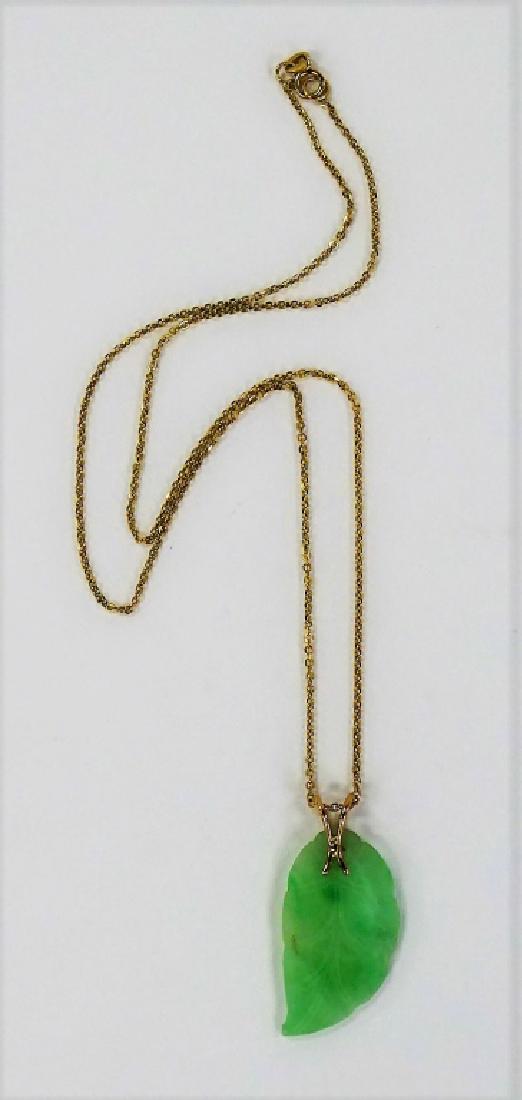 CHINESE 14KT YELLOW GOLD & JADE NECKLACE & PENDANT (1 of 3)