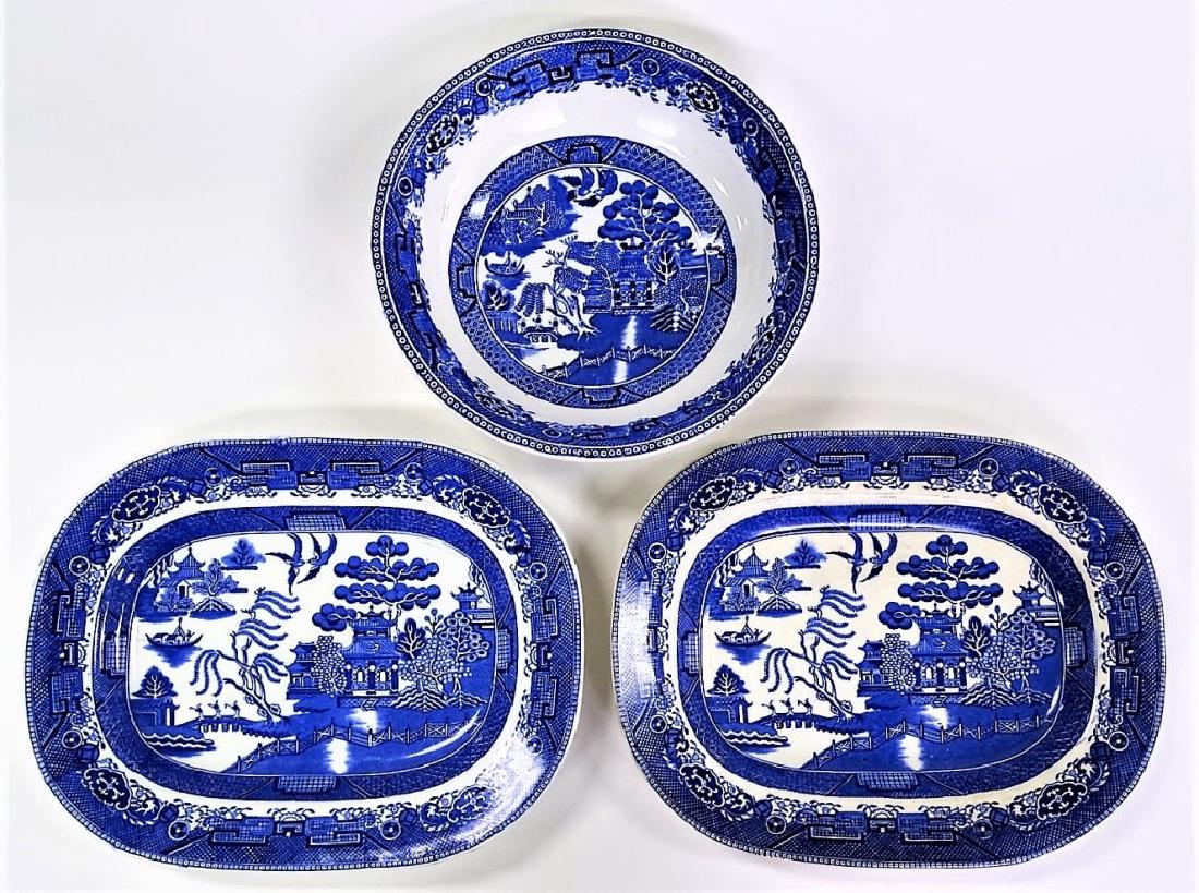 3PCS WEDGWOOD & CO. FLOW BLUE SERVING DISHES (1 of 4)