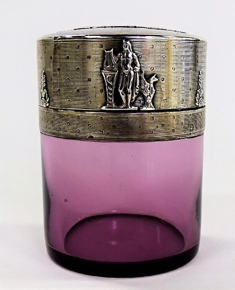 ANTIQUE CONTINENTAL STERLING TOP AMETHYST JAR (1 of 4)
