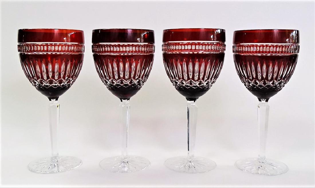 4 RARE WATERFORD RED CUT TO CLEAR WATER GLASSES (1 of 3)
