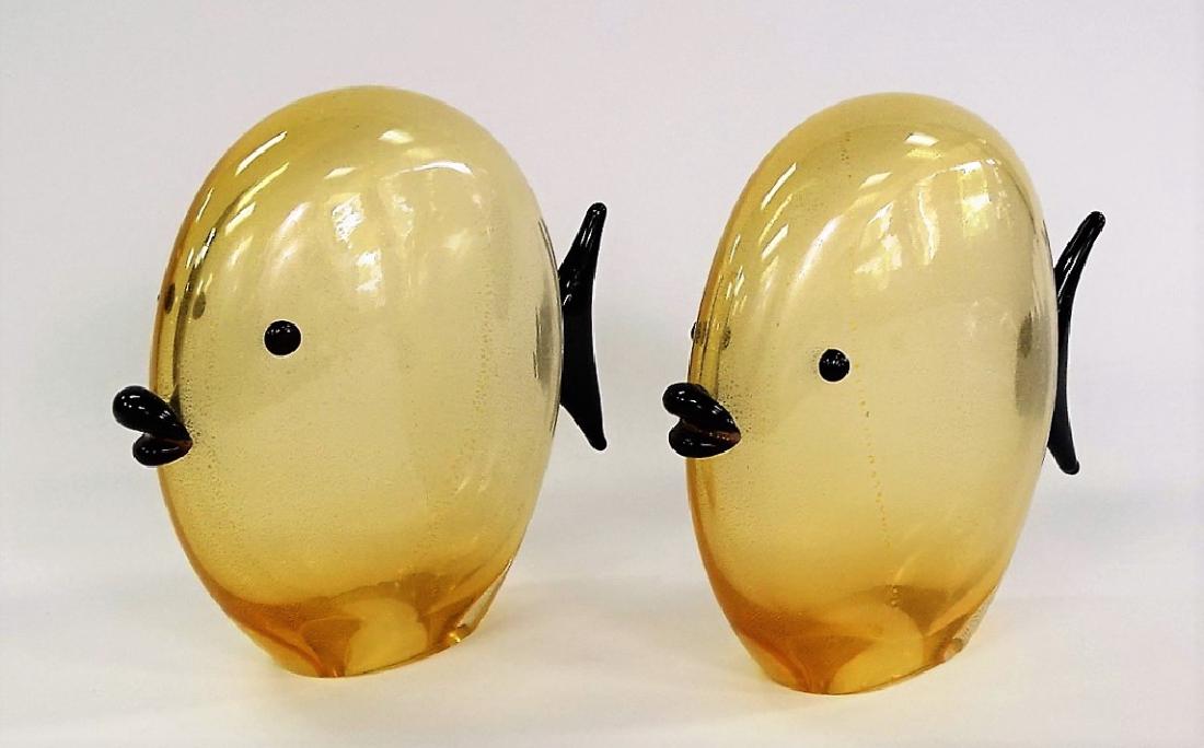 PAIR OF LARGE MURANO GOLD FLECK GOLD FISH (1 of 3)