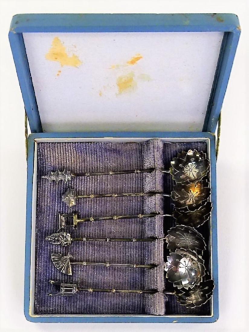 SET OF 6 ORIENTAL STYLE STERLING SPOONS (1 of 3)