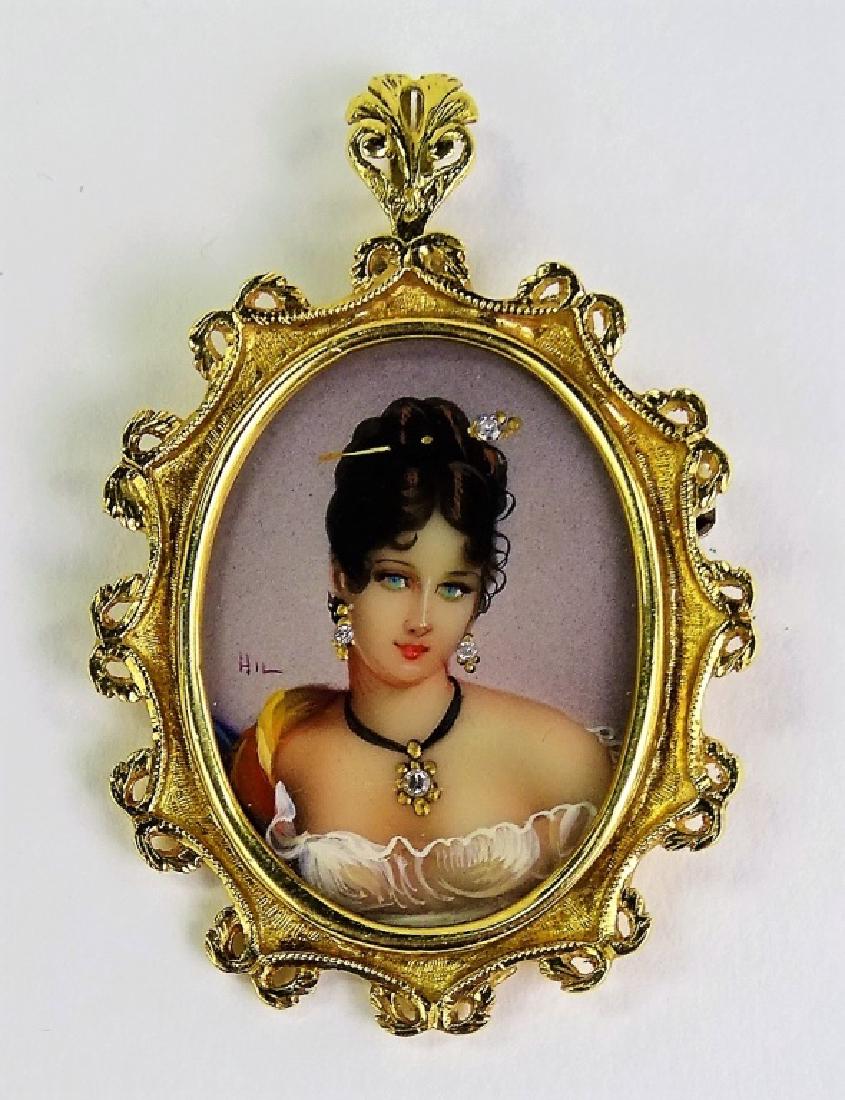 18K YELLOW GOLD LOCKET/PIN WITH DIAMOND ACCENTS (1 of 4)