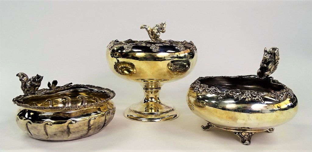 LOT OF 3 ANTIQUE FIGURAL SILVERPLATE NUT BOWLS (1 of 3)