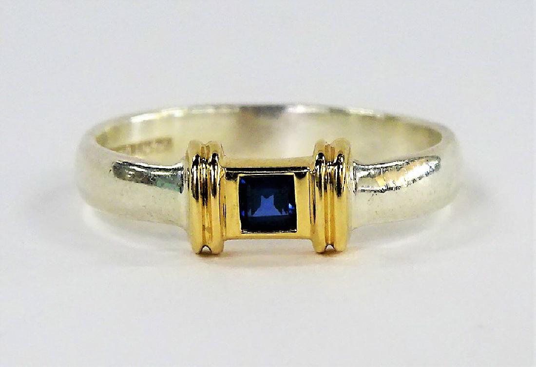 TIFFANY & CO. STERLING & 18KT GOLD SAPPHIRE RING (1 of 4)