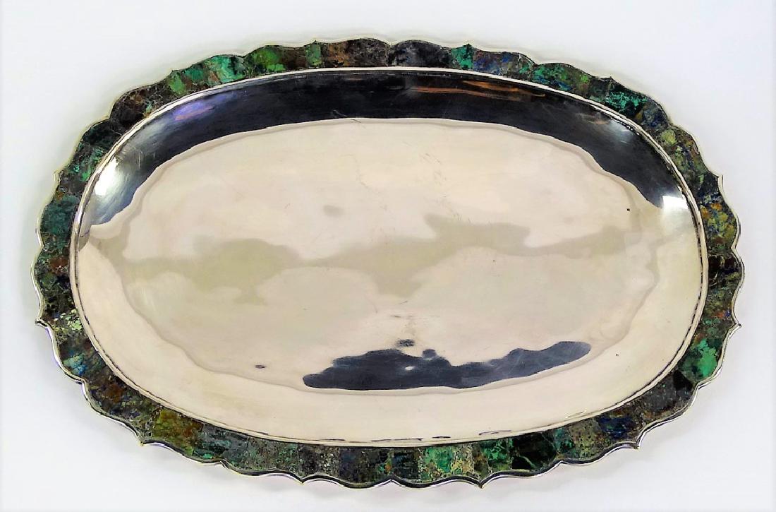 LOS CASTILLOS LAPIS BORDERED SILVER TRAY M473 (1 of 4)