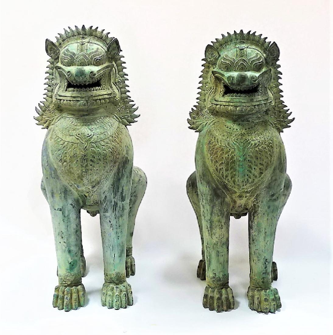 PR MONUMENTAL CHINESE PATINATED BRONZE FOO DOGS (1 of 3)