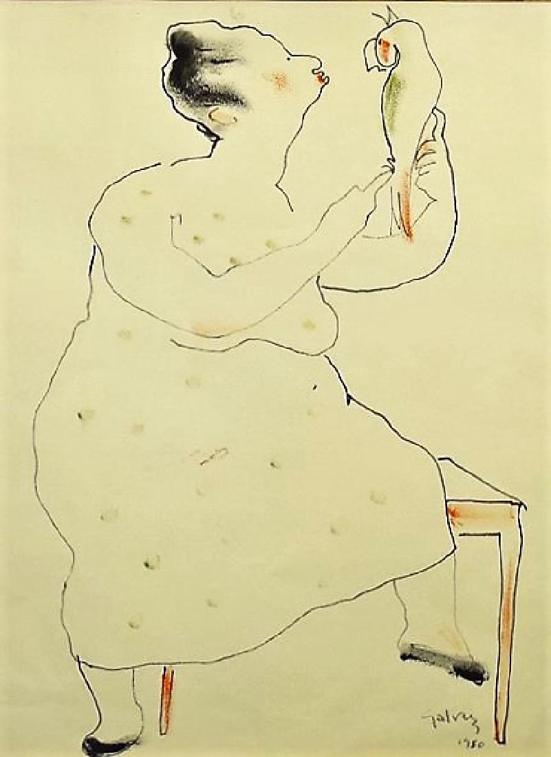 GALVEZ ORIGINAL INK & PASTEL ON PAPER DRAWING (1 of 3)