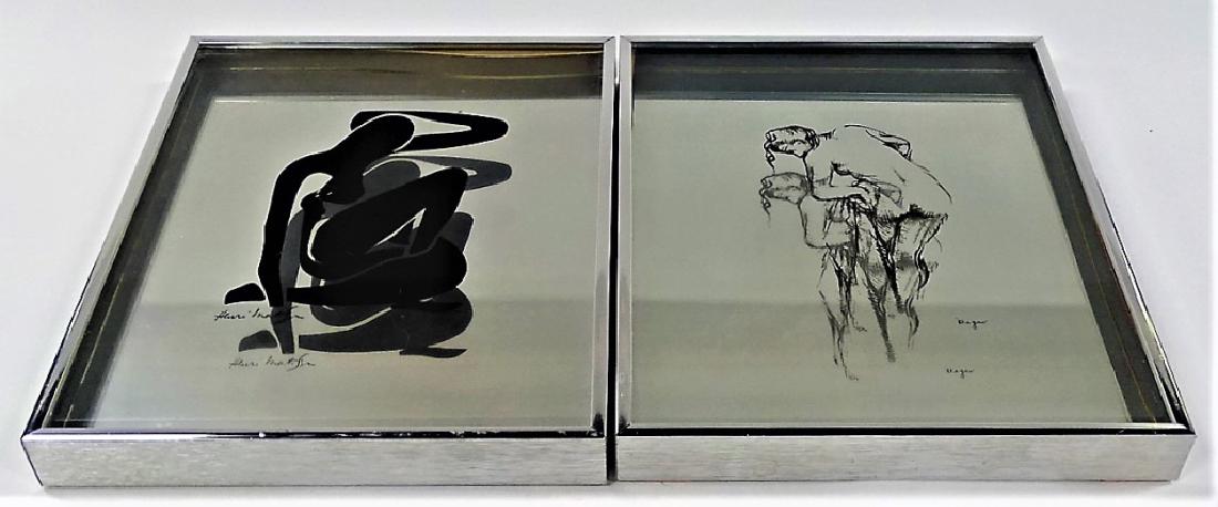 2 FRAMED SILKSCREENS ON GLASS - DEGAS & MATISSE (1 of 2)