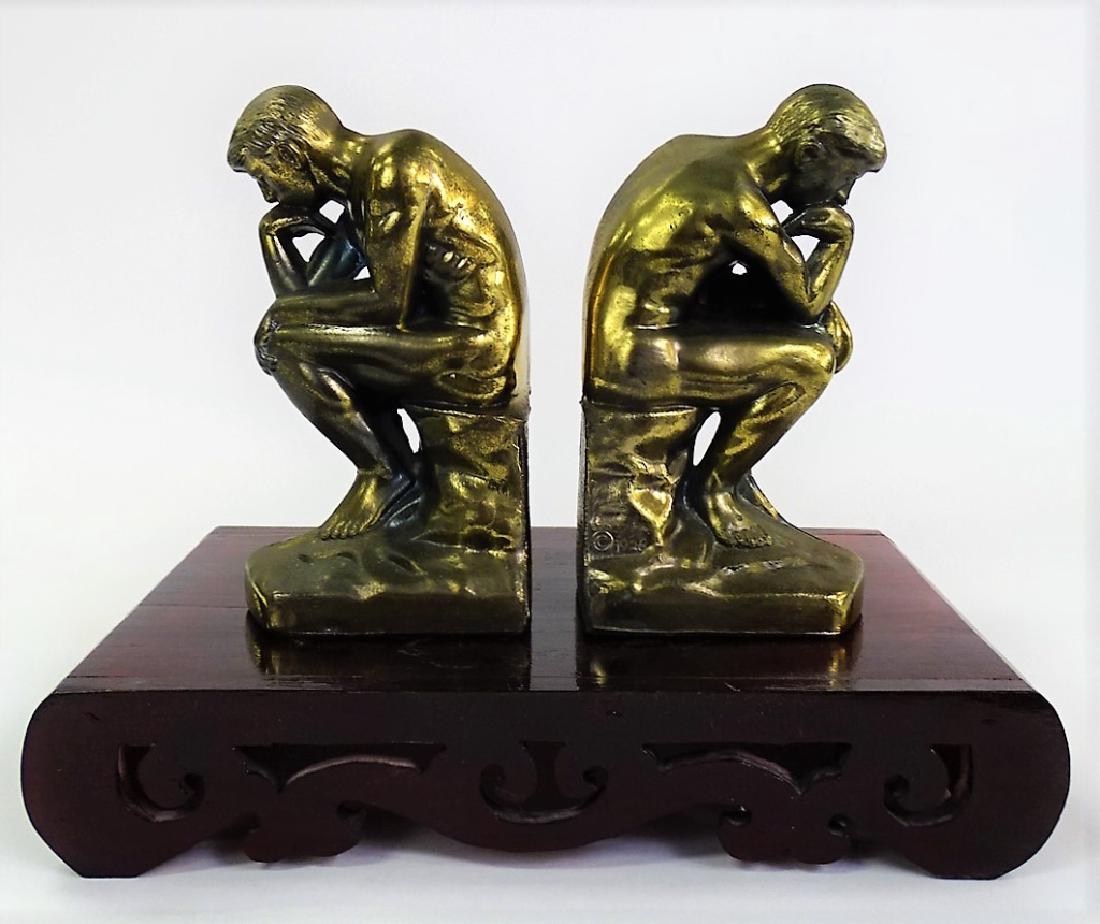PR ANTIQUE GILT BRONZE THINKER BOOKENDS (1 of 2)