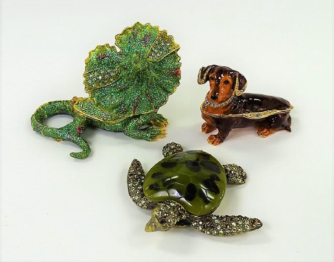 3 JEWELED DESIGNER TRINKET BOX FIGURES (1 of 3)