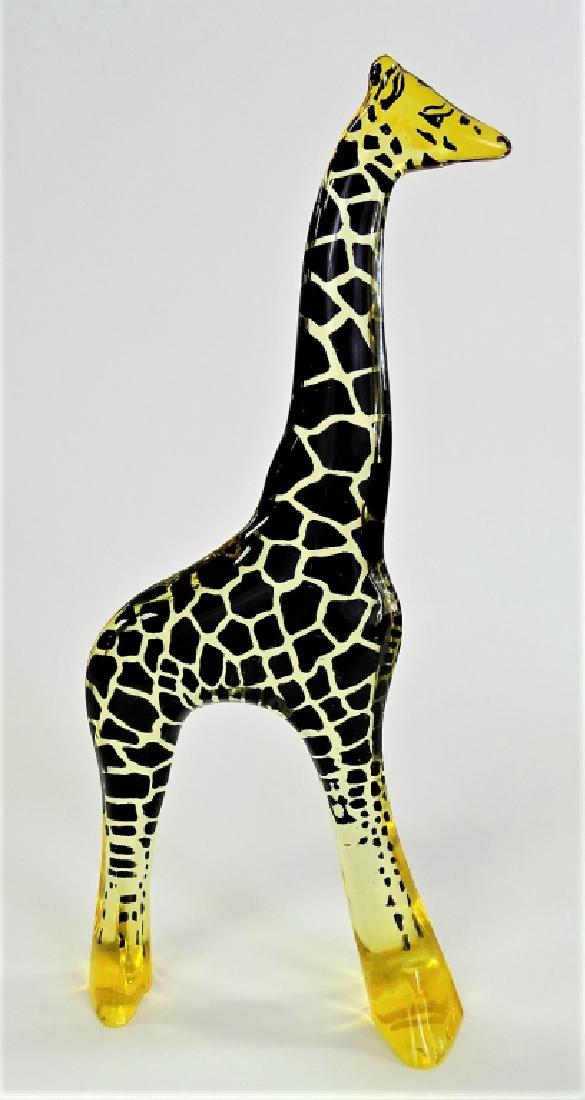 ABRAHAM PALATNIK BRAZILIAN LUCITE GIRAFFE FIGURE: Vintage lucite figural giraffe sculpture by Brazilian artist Abraham Palatnik (b. 1928). Made circa 1960's. Measures approx. 12-3/8" H. Referred shippers available upon request.