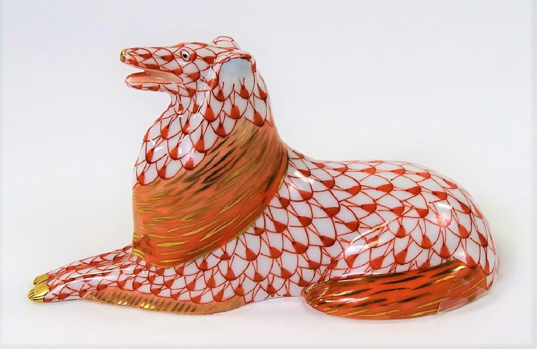 HAND PAINTED RUST FISHNET COLLIE FIGURE (1 of 3)