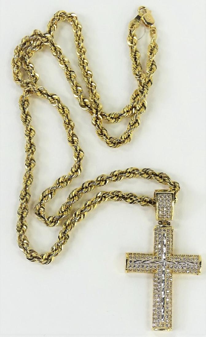 ESTATE 14K GOLD & DIAMOND CROSS PENDANT & CHAIN (1 of 6)
