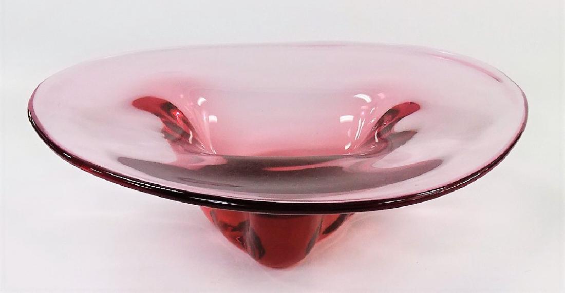TIFFIN CRANBERRY COLOR CENTERPIECE BOWL (1 of 3)