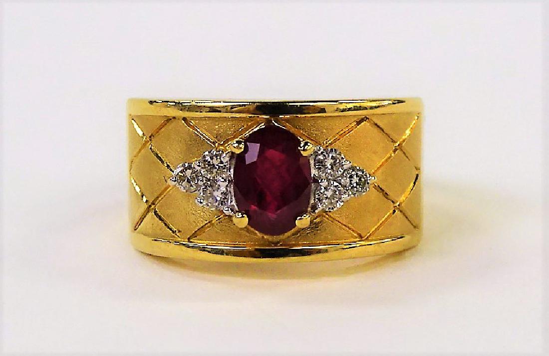 ESTATE 18K YELLOW GOLD, DIAMOND & RUBY RING (1 of 5)