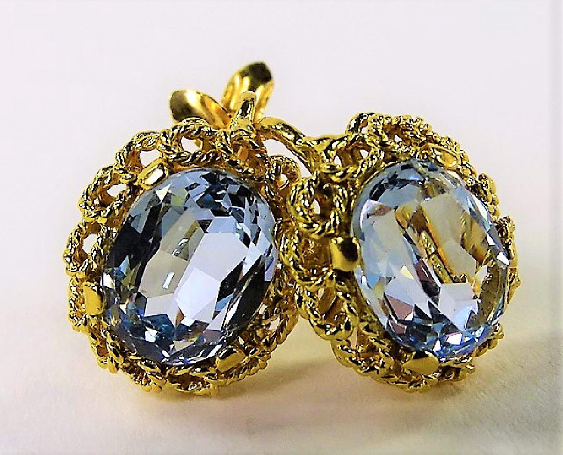 PR LADIES STUNNING 18KT YG AQUAMARINE EARRINGS (1 of 4)