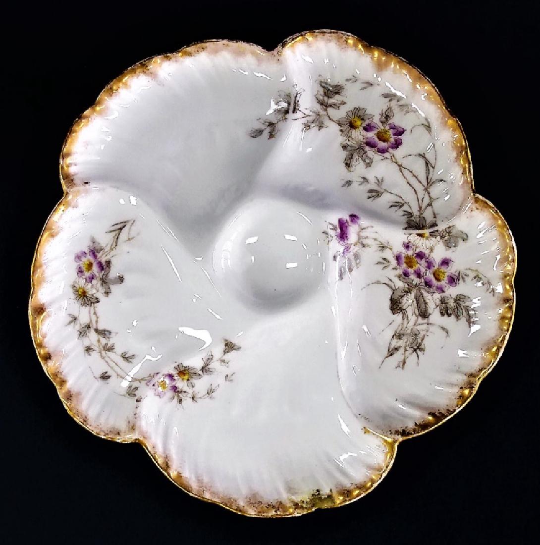 LIMOGES FRANCE FLORAL PORCELAIN OYSTER DISH (1 of 2)