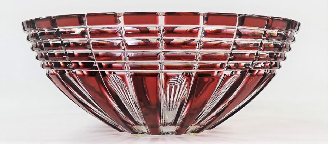LARGE BOHEMIAN RUBY CUT TO CLEAR FRUIT BOWL (1 of 3)