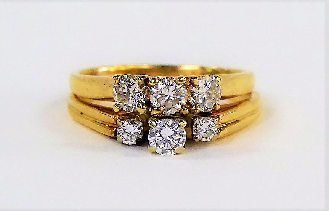 ESTATE 14K YELLOW GOLD & DIAMOND DOUBLE BAND RING (1 of 4)