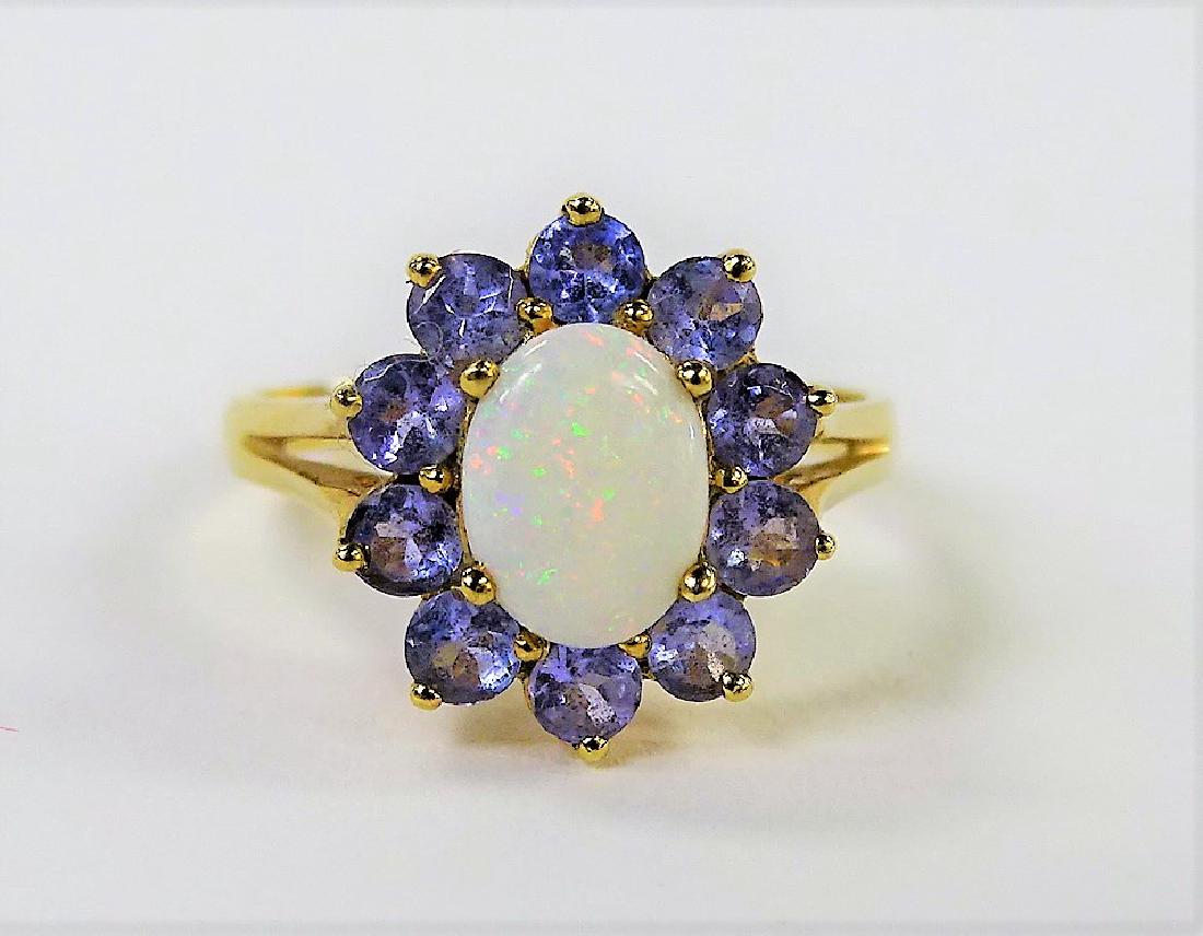 ESTATE 10K YELLOW GOLD OPAL & TANZANITE RING (1 of 4)