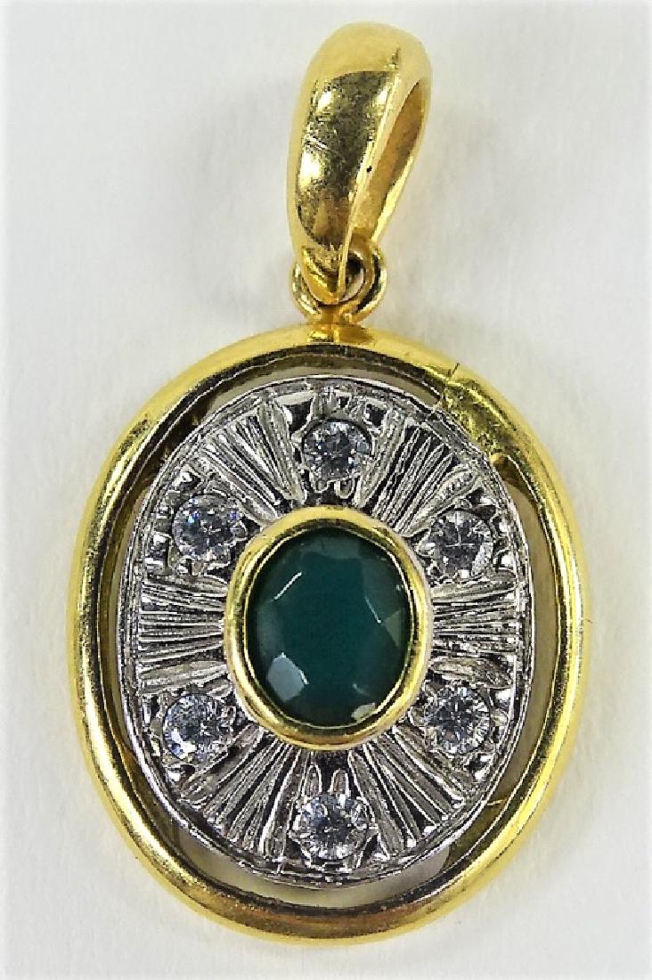 ESTATE 14K YELLOW GOLD, DIAMOND & EMERALD PENDANT (1 of 3)