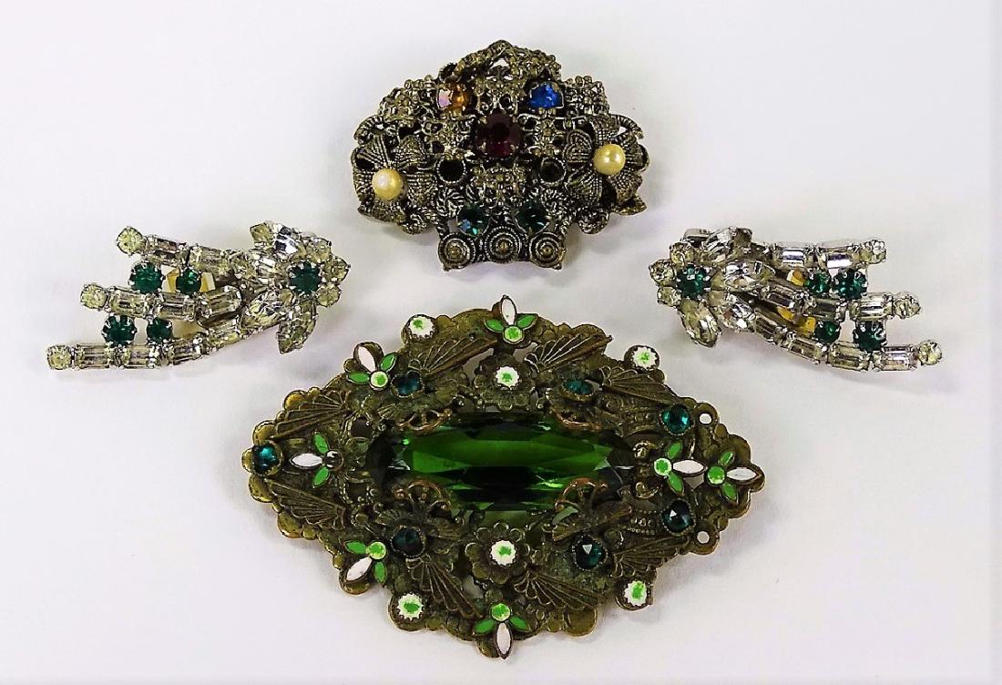 3PC SUITE OF ANTIQUE & VINTAGE COSTUME JEWELRY (1 of 2)