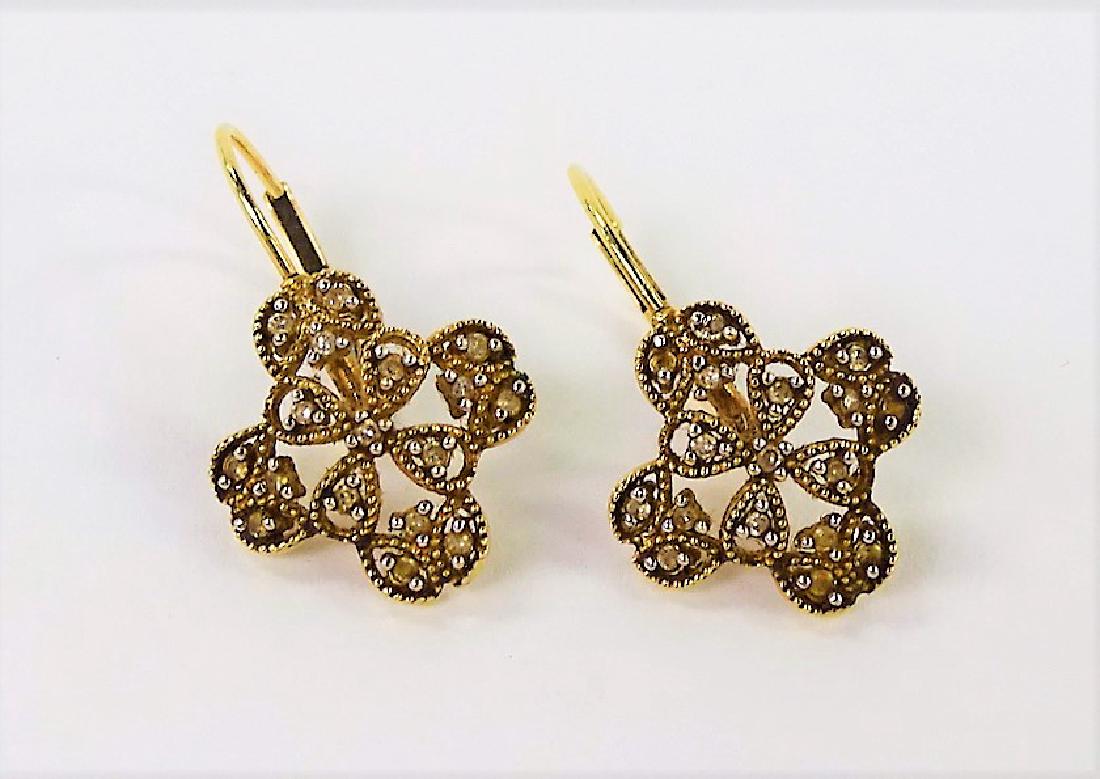 ESTATE 14KT YELLOW GOLD & DIAMOND EARRINGS (1 of 4)