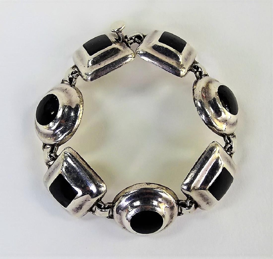TAXCO MEXICAN STERLING & ONYX CHARM BRACELET (1 of 3)