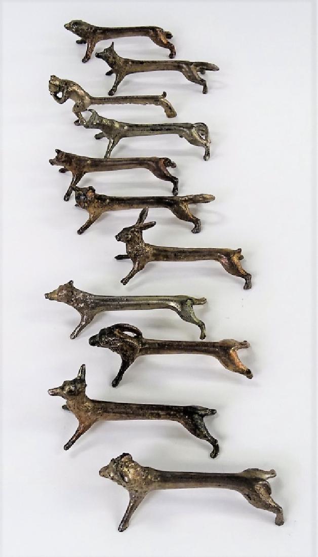 11 ANTIQUE FIGURAL PEWTER ANIMAL KNIFE RESTS (1 of 2)