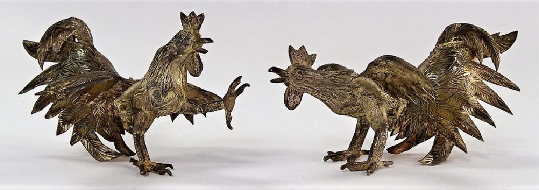 PR ANTIQUE CHINESE SILVER ROOSTER FIGURINES (1 of 3)