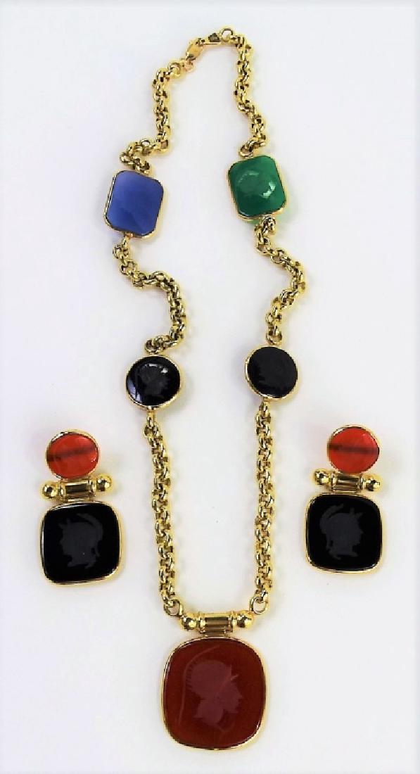 VTG 14KT YG INTAGLIO CUT GEMSTONE JEWELRY SUITE (1 of 5)
