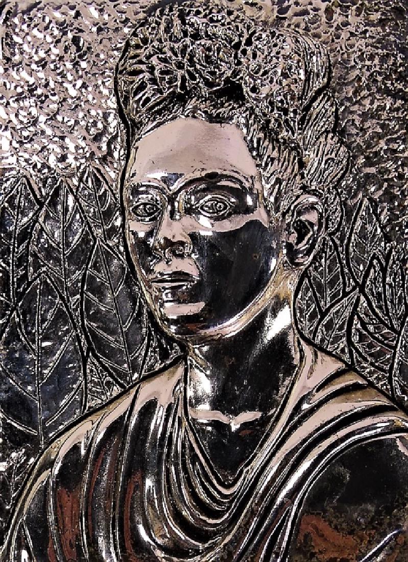 VINTAGE SILVER BAS RELIEF PLAQUE OF FRIDA KAHLO (1 of 6)