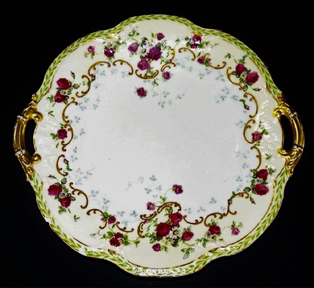 ANTIQUE LIMOGES HAND PAINTED HANDLED CAKE TRAY (1 of 2)