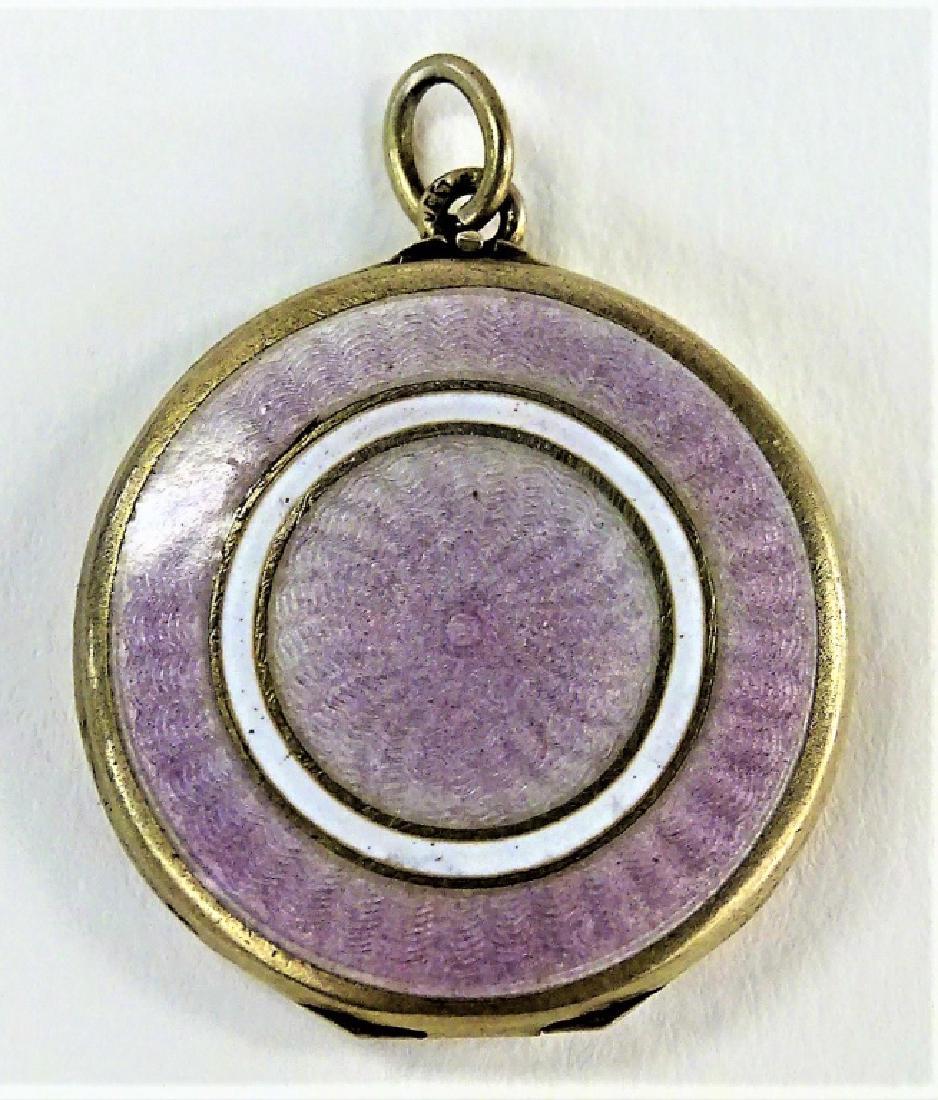 ANTIQUE GUILLOCHE ENAMELED SILVER LOCKET (1 of 4)