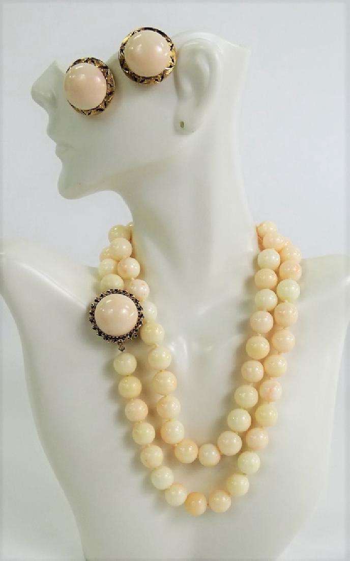 3PC 14KT & 18KT ANGEL SKIN CORAL JEWELRY SUITE (1 of 3)