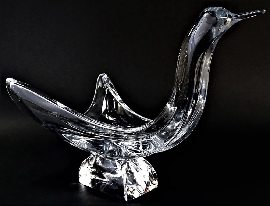 DAUM FRANCE LARGE CRYSTAL SWAN BOWL (1 of 4)