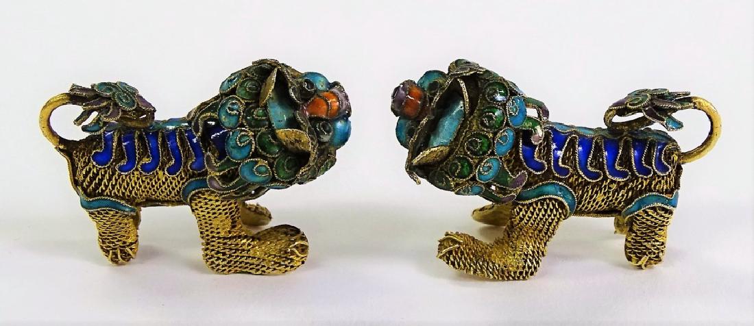 PR ANTIQUE CHINESE CLOISONNE FOO LION FIGURES (1 of 4)