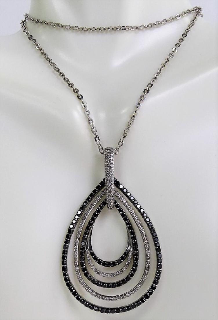 18 KT W. GOLD BLACK AND WHITE 1CT DIAMOND NECKLACE (1 of 8)