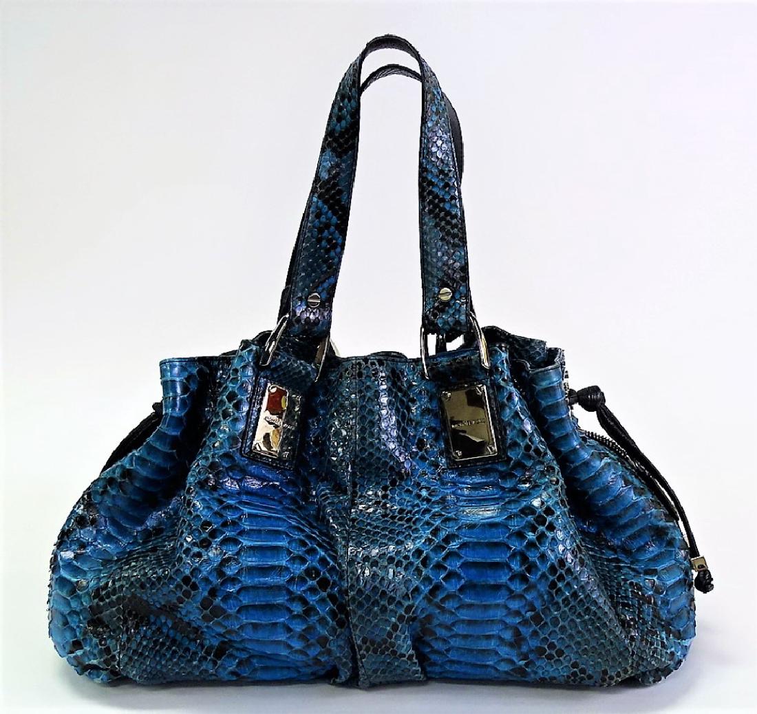 MICHAEL KORS BLUE PYTHON SKIN HOBO BAG (1 of 6)