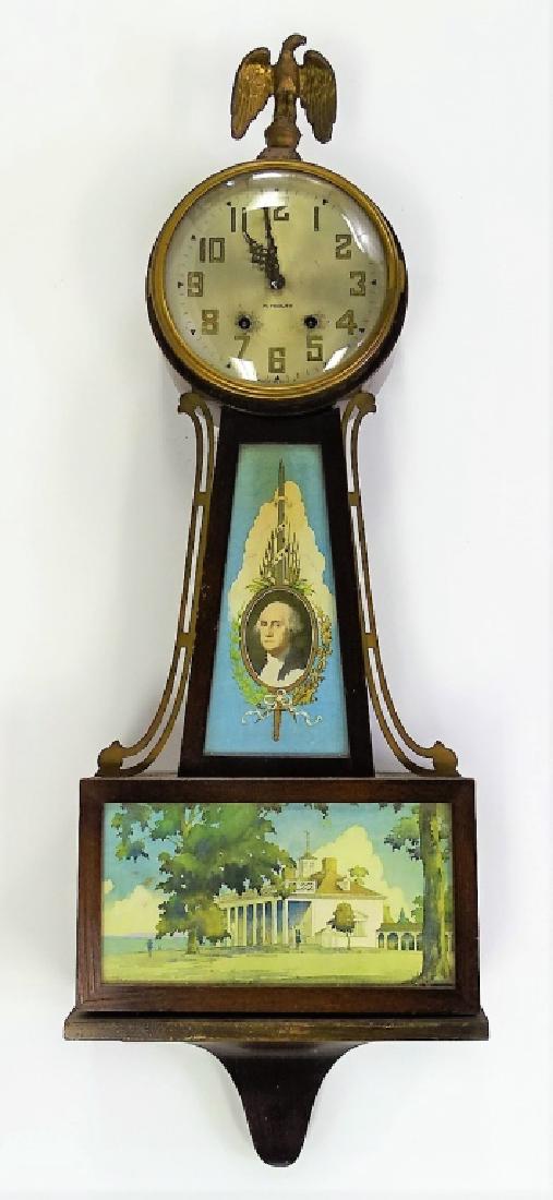 ANTIQUE PLYMOUTH MAHOGANY CASE BANJO CLOCK (1 of 5)